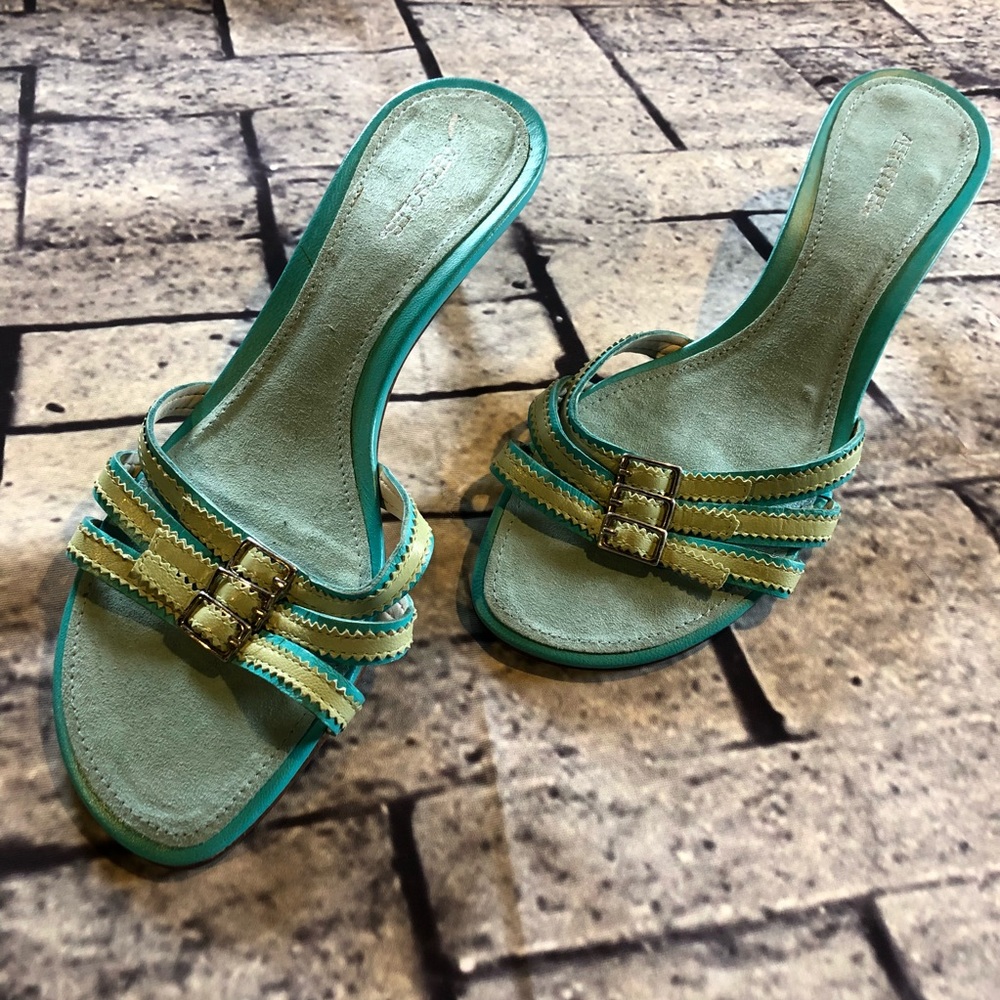 Aerosoles slide on aqua turquoise slip sandals 7.5